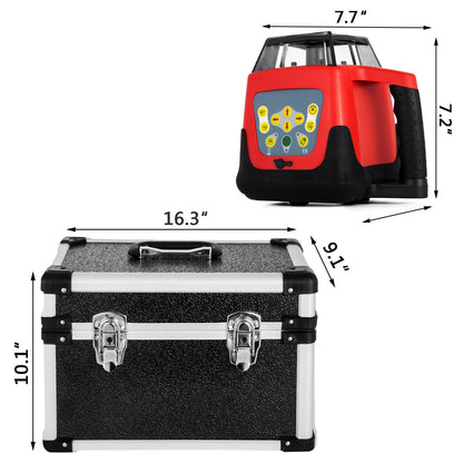 Red Laser Level Rotary Self Leveling Measuring Automatic Rotating Red Beam with Receiver Remote Control Carrying Case