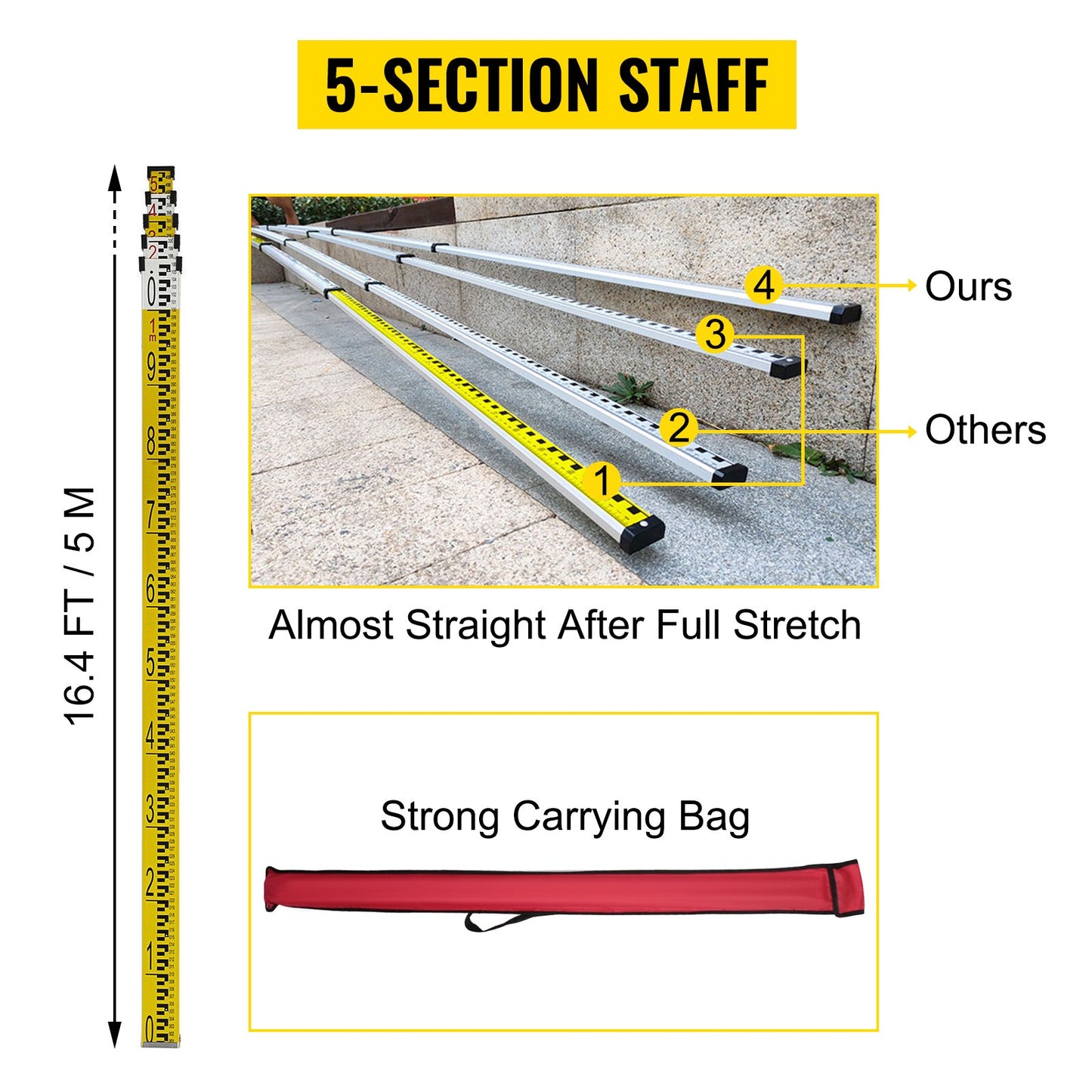 Red Rotary Laser Level Self Leveling Measuring Automatic Self-leveling laser level 360-degree Rotary Scanning 500m + Tripod + 5m Staff