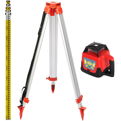 Red Rotary Laser Level Self Leveling Measuring Automatic Self-leveling laser level 360-degree Rotary Scanning 500m + Tripod + 5m Staff