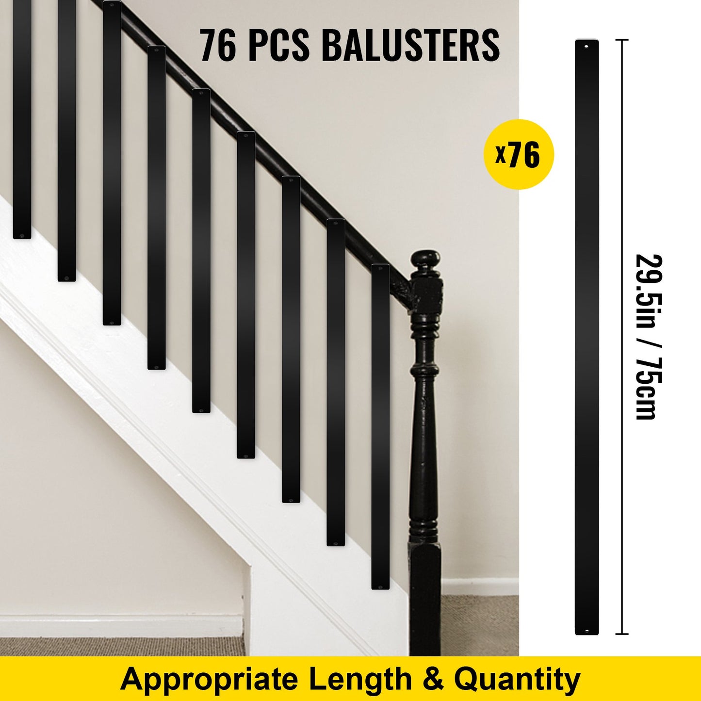 Deck Balusters Metal Deck Spindles 76 Pack 29.5" Aluminum Alloy Railing