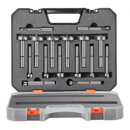 Forstner Bit Set, 16 Pcs Forstner Drill Bits Set, 6.4mm to 41.3mm, Carbon Steel, with Universal Round Shank, Forstner Drill Bit for Wood and Composite Board, Forstner Bits for Woodworking