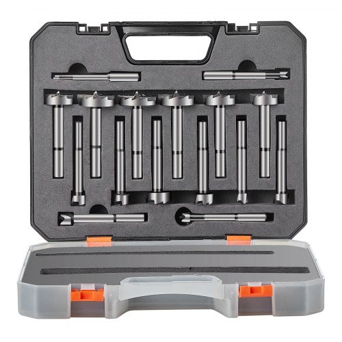 Forstner Bit Set, 16 Pcs Forstner Drill Bits Set, 6.4mm to 41.3mm, Carbon Steel, with Universal Round Shank, Forstner Drill Bit for Wood and Composite Board, Forstner Bits for Woodworking