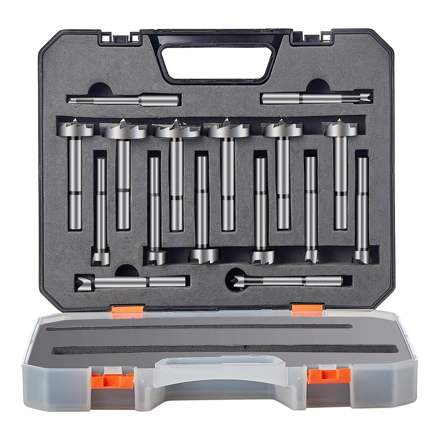 Forstner Bit Set, 16 Pcs Forstner Drill Bits Set, 6.4mm to 41.3mm, Carbon Steel, with Universal Round Shank, Forstner Drill Bit for Wood and Composite Board, Forstner Bits for Woodworking