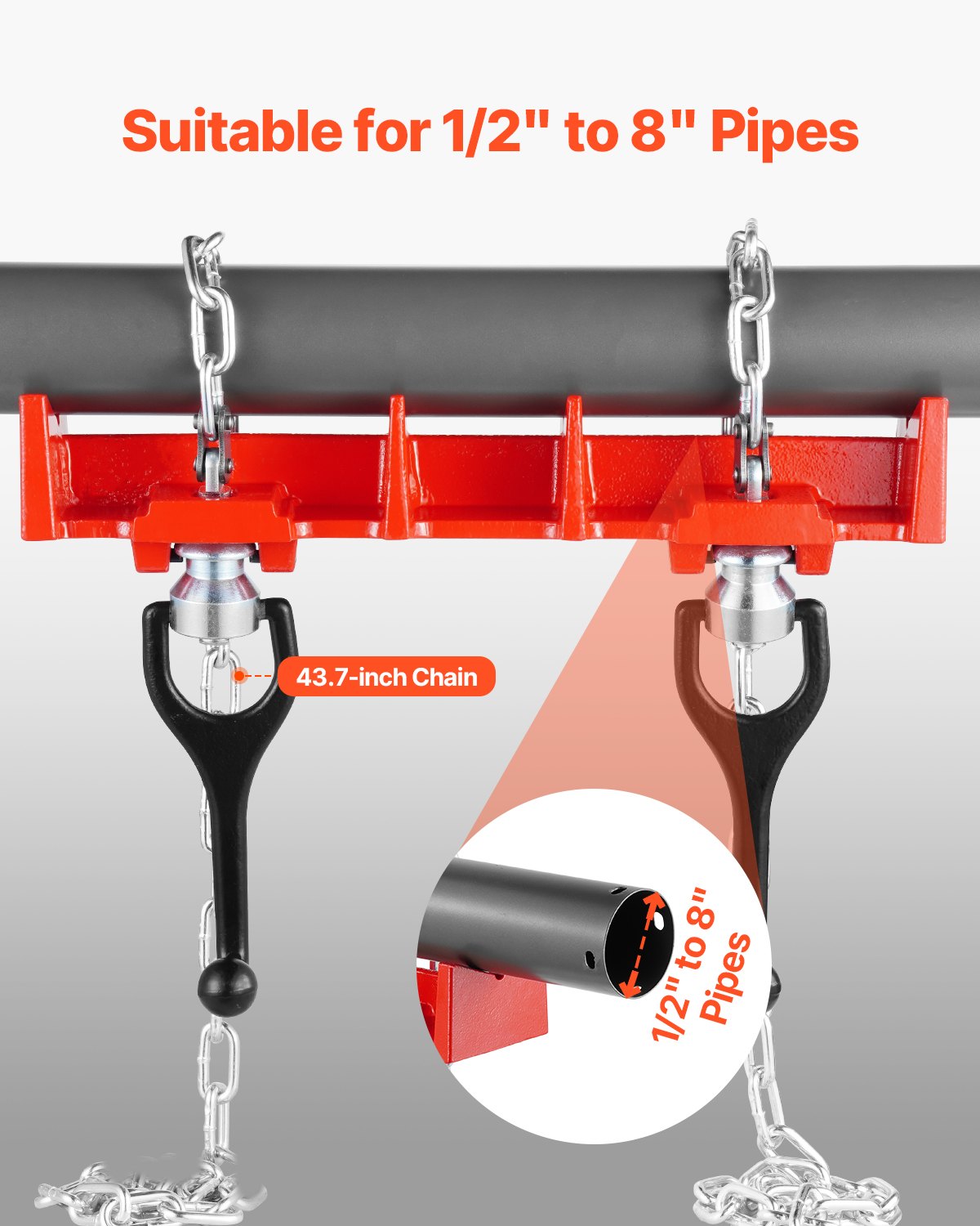 Pipe Welding Vise, 1/2 to 8-inch Pipe Welding Clamp with Dual Chains & Crank Handles, Heavy-Duty Cast Iron Vise for a Variety of Pipes
