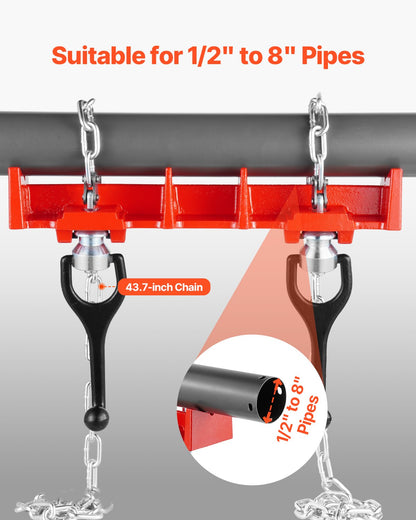 Pipe Welding Vise, 1/2 to 8-inch Pipe Welding Clamp with Dual Chains & Crank Handles, Heavy-Duty Cast Iron Vise for a Variety of Pipes