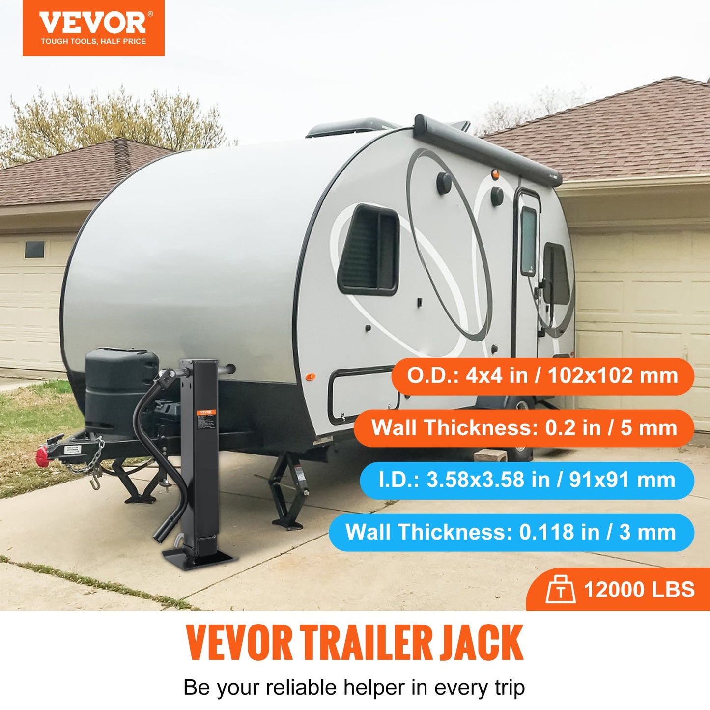 Trailer Jack, Trailer Tongue Jack Welding-on 12000 lb Weight Capacity, Trailer Jack Stand with Handle for lifting RV Trailer, Horse Trailer, Utility Trailer, Yacht Trailer