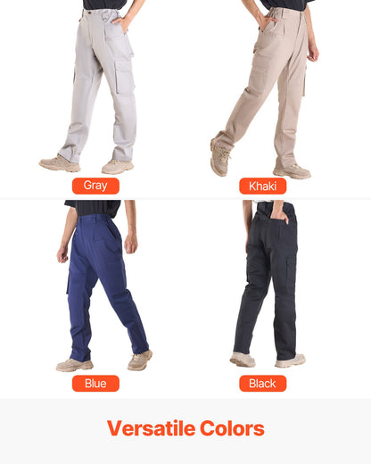 FR Pants for Men, 100% Cotton, Flame-Resistant Cargo Pants with Multi-Pockets and Elastic Waist, Reinforced Tear-proof Stitching, Ideal for Welding Work and Casual Wear, L Size, Khaki