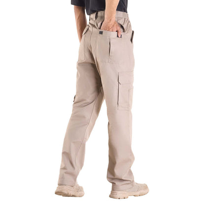 FR Pants for Men, 100% Cotton, Flame-Resistant Cargo Pants with Multi-Pockets and Elastic Waist, Reinforced Tear-proof Stitching, Ideal for Welding Work and Casual Wear, XXL Size, Khaki