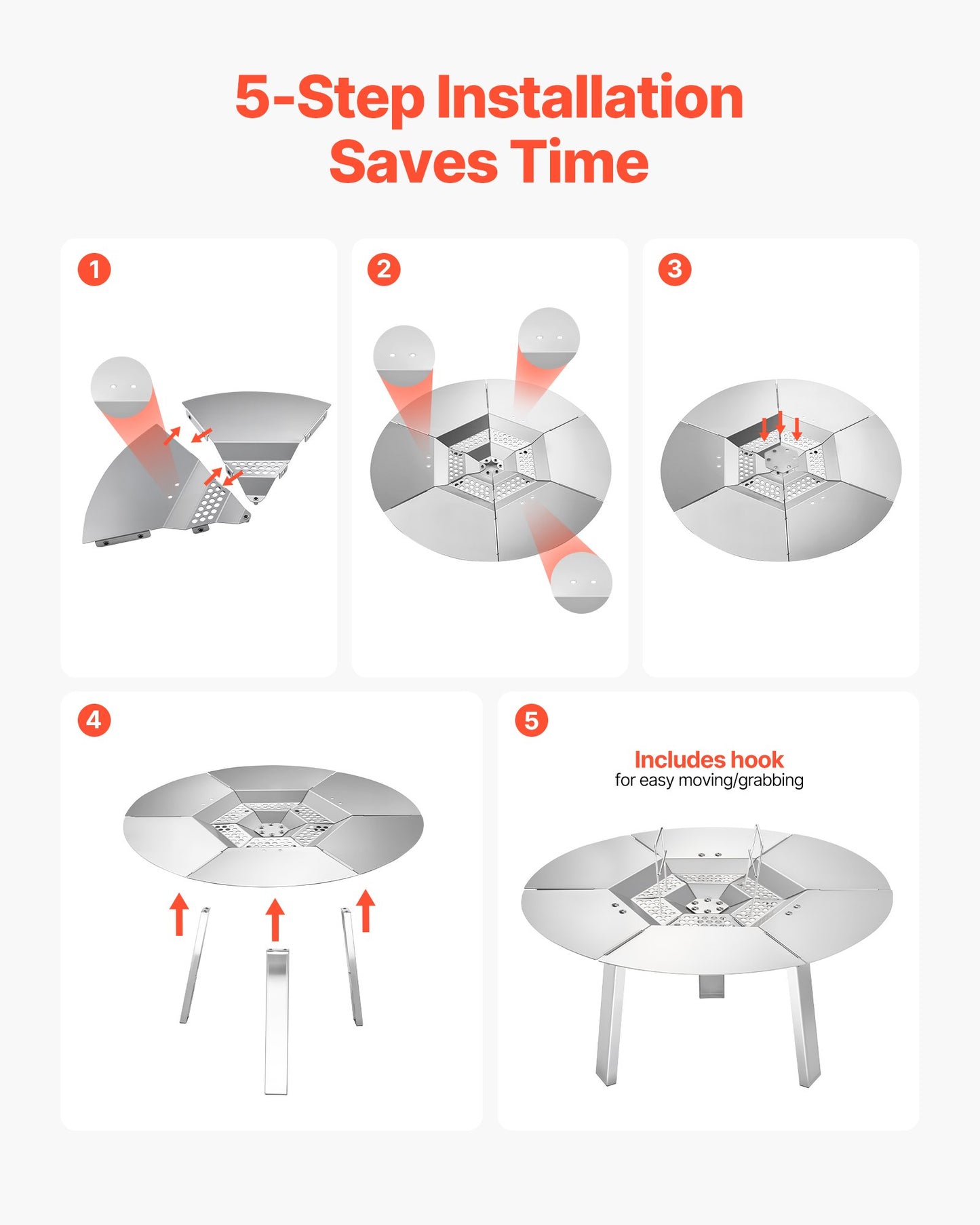 Fire Pit Heat Deflector for Solo Stove Yukon, 508 mm Bonfire Round for Wood Burning Fire Pit, 304 Stainless Steel Heat Diffuser, Detachable Burner Cover Camping Accessories