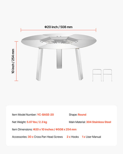 Fire Pit Heat Deflector for Solo Stove Yukon, 508 mm Bonfire Round for Wood Burning Fire Pit, 304 Stainless Steel Heat Diffuser, Detachable Burner Cover Camping Accessories