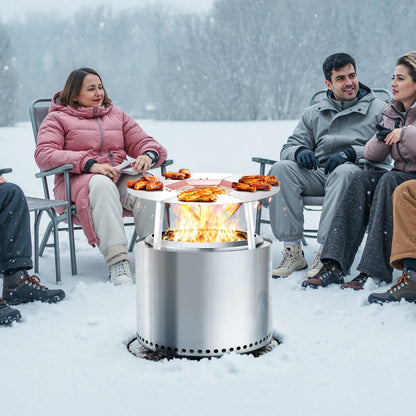 Fire Pit Heat Deflector for Solo Stove Yukon, 508 mm Bonfire Round for Wood Burning Fire Pit, 304 Stainless Steel Heat Diffuser, Detachable Burner Cover Camping Accessories