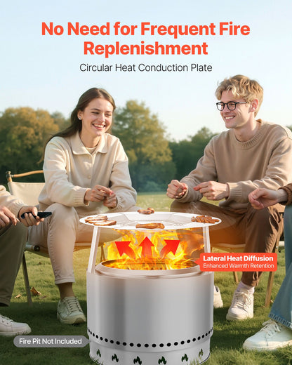 Fire Pit Heat Deflector for Solo Stove Yukon, 685.8 mm Bonfire Round for Wood Burning Fire Pit, 304 Stainless Steel Heat Diffuser, Detachable Burner Cover Camping Accessories