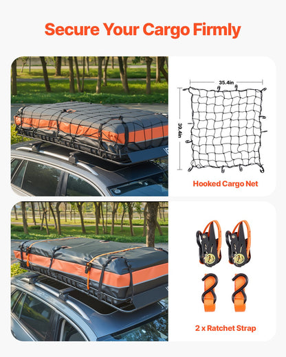 Roof Rack Basket, 84 x 39 x 4.1 in, Universal Rooftop Cargo Carrier with 7.9 x 3.9 x 10.2 in Cargo Bag, Net, Ratchet Straps, 250 lbs Max Load Capacity Car Top Luggage Holder, for SUV Truck Car