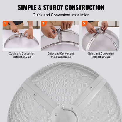 Eldgrop Spark-skärm runt 27", förstärkt kraftigt stålmetalllock, eldgroplock för utomhusbruk, lättöppnande toppskärm med rund ringhandtag för eldgropar utomhus, uteplats och bakgård