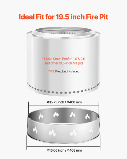 Fire Pit Stand for Solo Stove Bonfire, 49.5 cm Smokeless Fire Pit Ring, Stainless Steel Fireplace Stove Ranger Support Frame Accessory, Portable Outdoor Camping Holder Tools for Fireplace