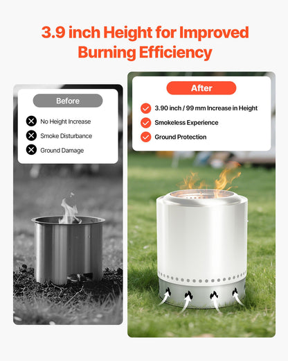 Fire Pit Stand for Solo Stove Bonfire, 49.5 cm Smokeless Fire Pit Ring, Stainless Steel Fireplace Stove Ranger Support Frame Accessory, Portable Outdoor Camping Holder Tools for Fireplace