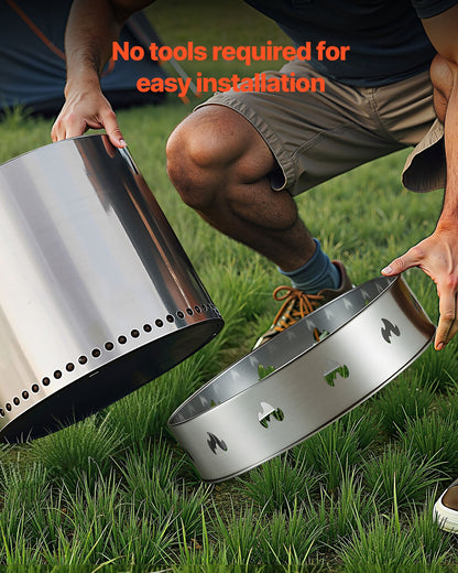 Fire Pit Stand for Solo Stove Bonfire, 49.5 cm Smokeless Fire Pit Ring, Stainless Steel Fireplace Stove Ranger Support Frame Accessory, Portable Outdoor Camping Holder Tools for Fireplace