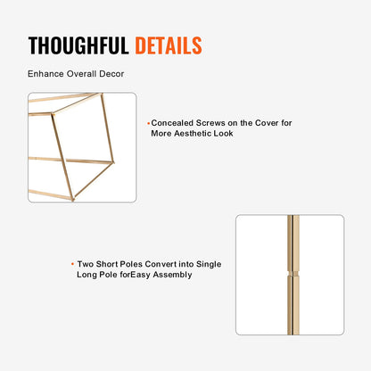 2PCS 31.5inch/80cm High Wedding Flower Stand, Metal Vase Column Geometric Centerpiece Stands, Gold Rectangular Floral Display Rack for T-Stage Events Reception, Party Decoration Home