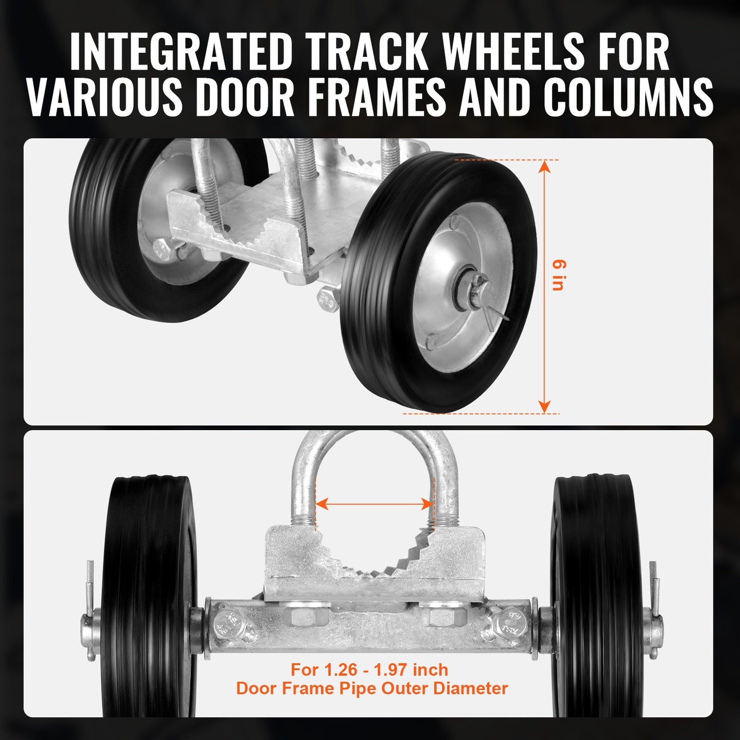 Sliding Gate Kit, 6” Rolling Gate Hardware Kit, Universal Adjustable Sliding Gate Rollers Track Wheels, Heavy Duty Sliding Gate Guide Roller for Sliding Gates and Rolling Door,600lbs Load,Black