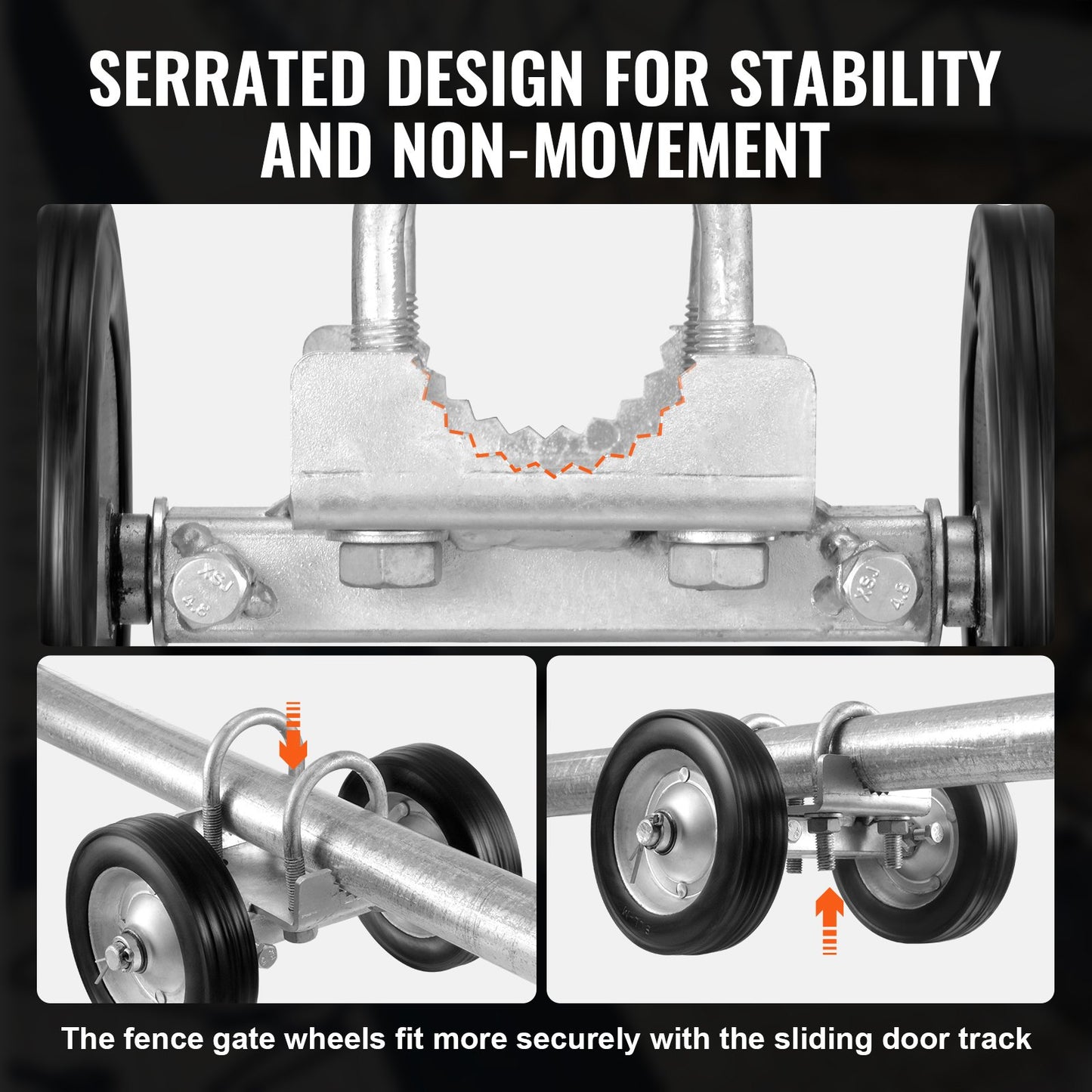 Sliding Gate Kit, 6” Rolling Gate Hardware Kit, Universal Adjustable Sliding Gate Rollers Track Wheels, Heavy Duty Sliding Gate Guide Roller for Sliding Gates and Rolling Door,600lbs Load,Black