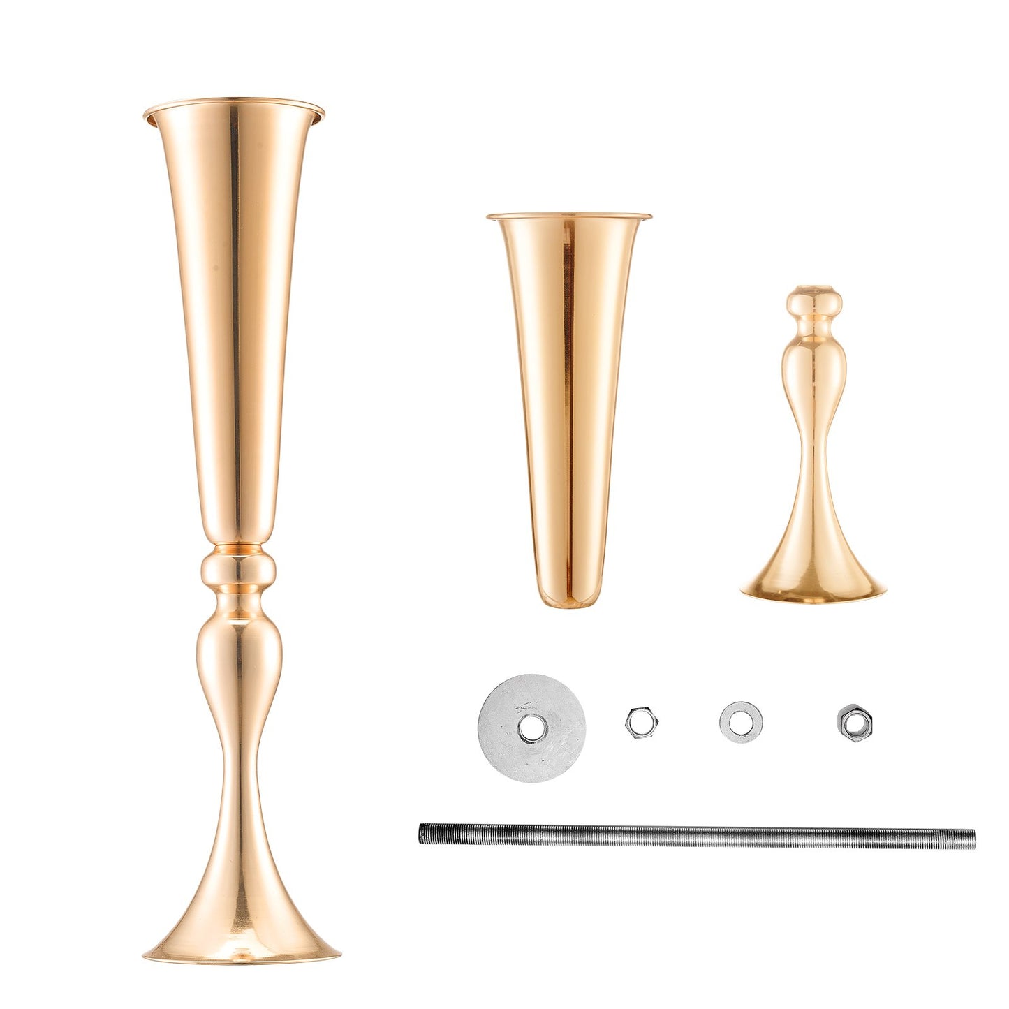2PCS 56cm/22.05” Tall Wedding Flower Vase, Metal Wedding Trumpet Centerpiece, Gold Floral Stand Display Rack for Tables Wedding Dinner Party, Anniversary Ceremony Birthday Event Decor