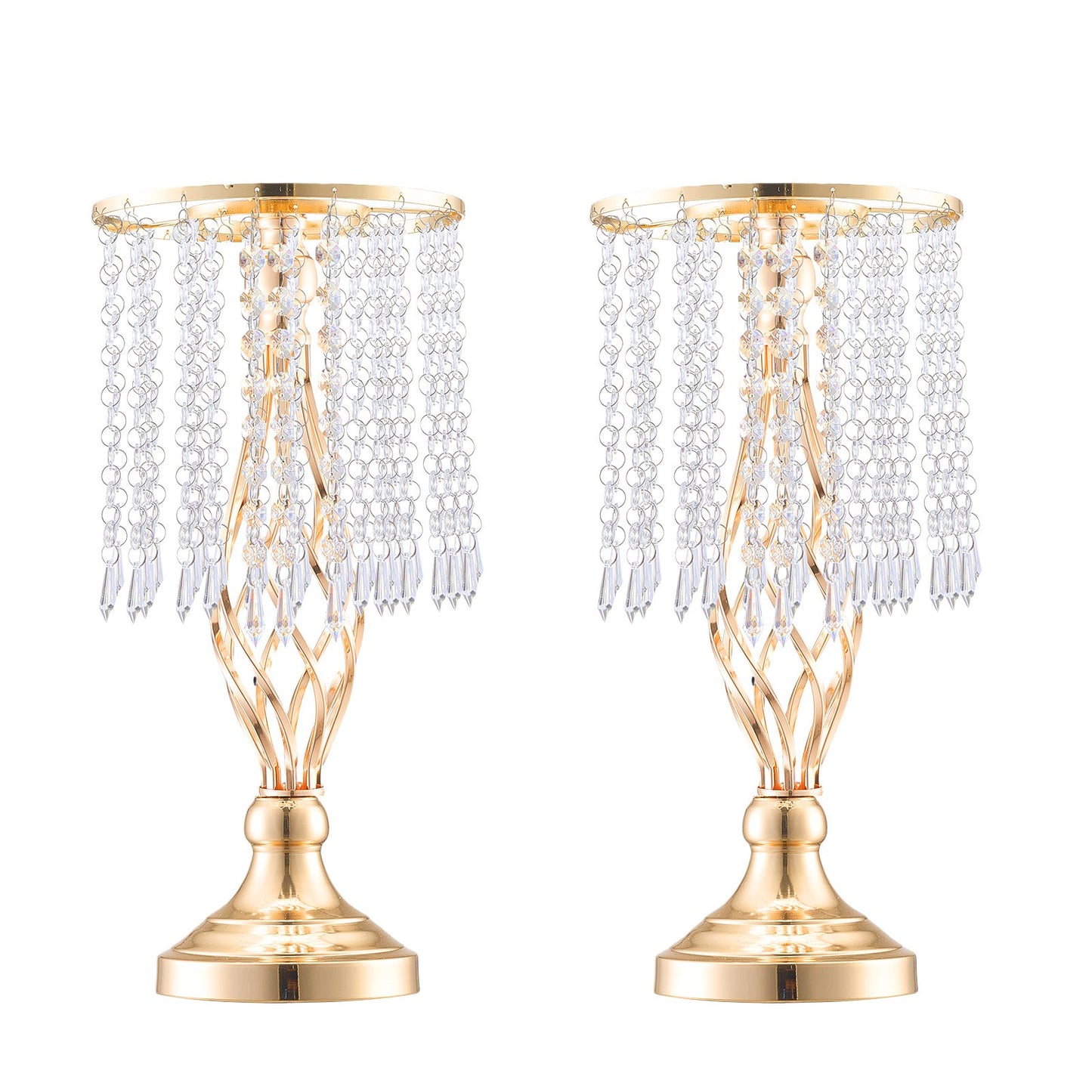 20PCS 43cm/16.9” Tall Crystal Wedding Flower Stand, Metal Wedding Centerpiece Vase, Gold Flower Holders Floral Display Rack for Tables Wedding Dinner Party, Ceremony Birthday Event Decor