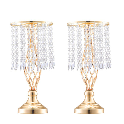 20PCS 43cm/16.9” Tall Crystal Wedding Flower Stand, Metal Wedding Centerpiece Vase, Gold Flower Holders Floral Display Rack for Tables Wedding Dinner Party, Ceremony Birthday Event Decor