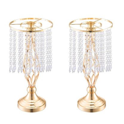 20PCS 43cm/16.9” Tall Crystal Wedding Flower Stand, Metal Wedding Centerpiece Vase, Gold Flower Holders Floral Display Rack for Tables Wedding Dinner Party, Ceremony Birthday Event Decor