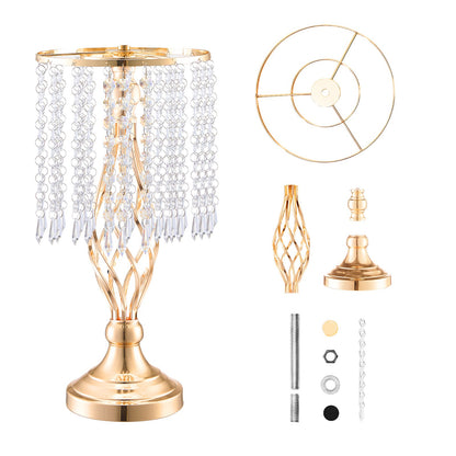 20PCS 43cm/16.9” Tall Crystal Wedding Flower Stand, Metal Wedding Centerpiece Vase, Gold Flower Holders Floral Display Rack for Tables Wedding Dinner Party, Ceremony Birthday Event Decor