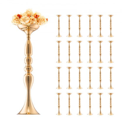 24PCS 50cm/19.7” Tall Wedding Flower Vase, Metal Wedding Centerpiece, Gold Floral Arrangement Stand Display Rack for Tables Wedding Dinner Party, Anniversary Ceremony Birthday Event Decor