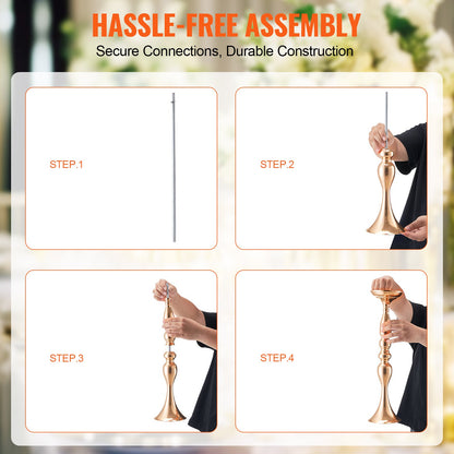 24PCS 50cm/19.7” Tall Wedding Flower Vase, Metal Wedding Centerpiece, Gold Floral Arrangement Stand Display Rack for Tables Wedding Dinner Party, Anniversary Ceremony Birthday Event Decor