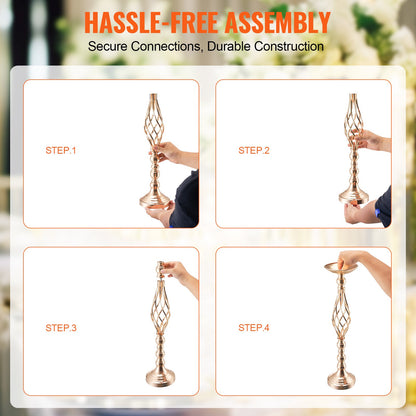 20PCS 58cm/22.83” Tall Wedding Flower Vase, Metal Wedding Centerpiece, Gold Floral Arrangement Stand Display Rack for Tables Wedding Dinner Party, Anniversary Ceremony Birthday Event Decor