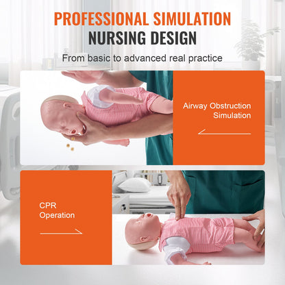 Infant CPR Training Manikin, Heimlich Maneuver and Cardiopulmonary Resuscitation (CPR) Practice, Professional Infant Airway Obstruction Training Manikin, Baby Infarction Model for Education