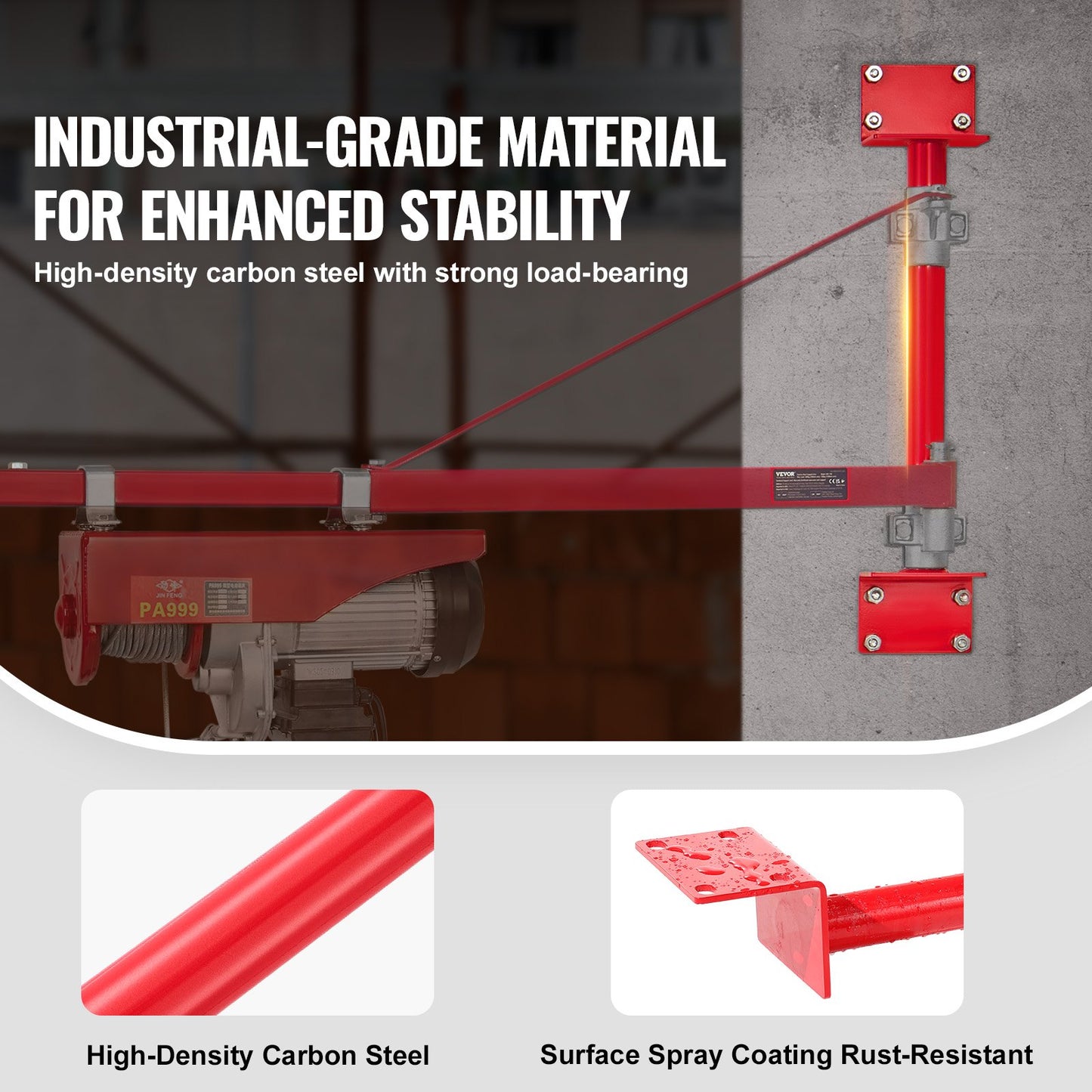 Stödstång för elektrisk lyftanordning, 1000 kg maxlastkapacitet, elektrisk lyfthållare, lyftram i kolstål, lyftstång för ställningsmontering, vinschlyftpelare för lyft, verkstad, garage