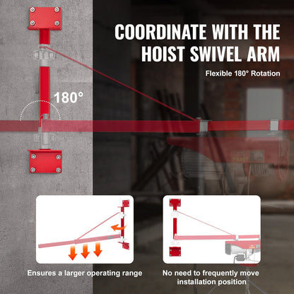 Stödstång för elektrisk lyftanordning, 1000 kg maxlastkapacitet, elektrisk lyfthållare, lyftram i kolstål, lyftstång för ställningsmontering, vinschlyftpelare för lyft, verkstad, garage