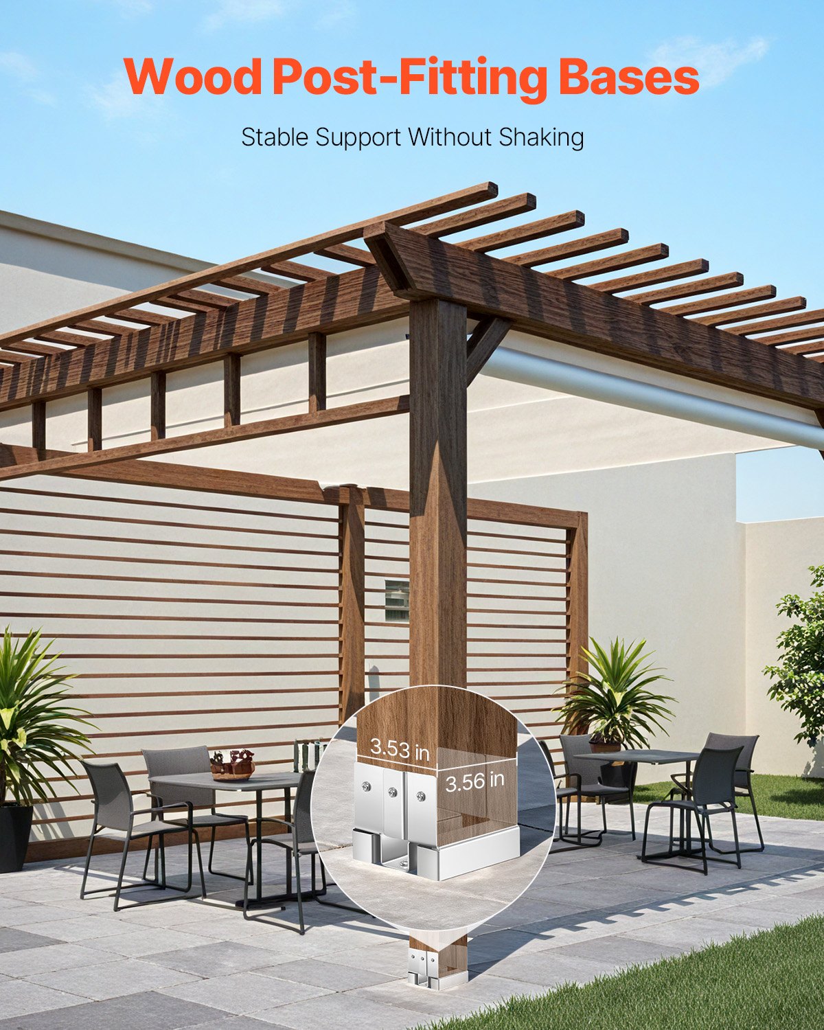 4x4 Post Base 10 Pcs, Inner Size 3.53x3.56inch/89.6x90.5mm Concrete Post Anchor, Heavy-Duty Zinc-Plated Carbon Steel Posts Brackets with 1 Inch Standoff Elevation, for Concrete Pergolas Patios