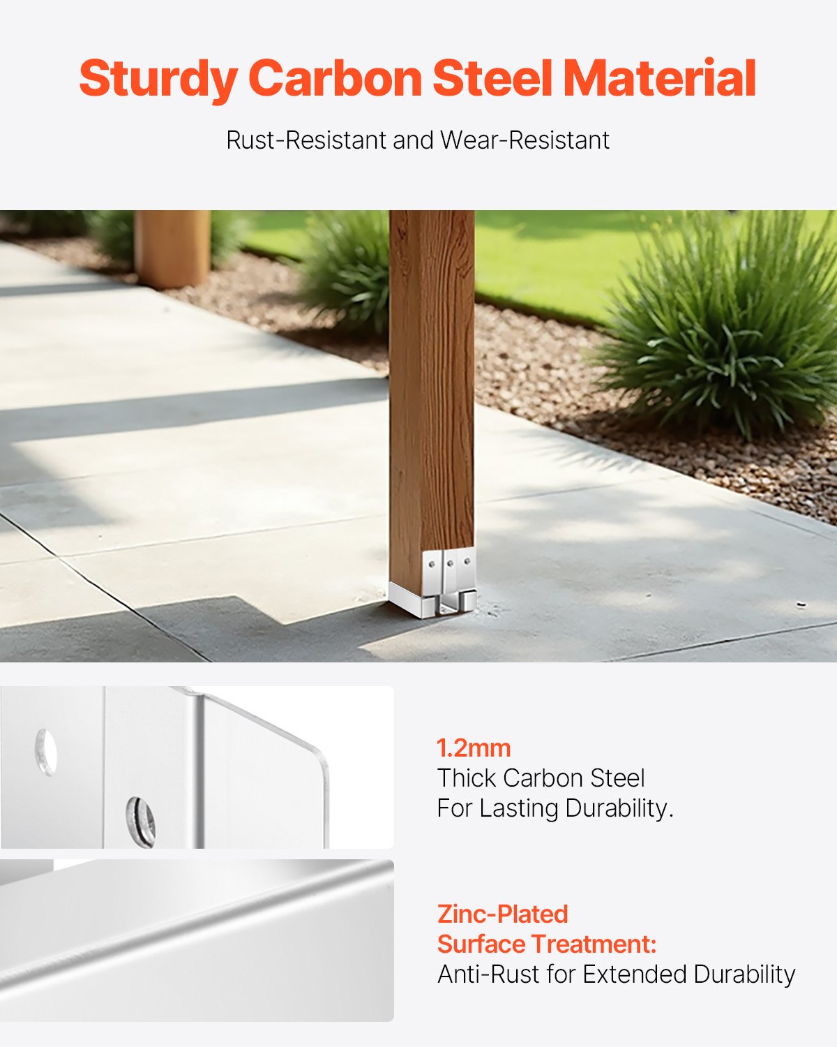 4x4 Post Base 10 Pcs, Inner Size 3.53x3.56inch/89.6x90.5mm Concrete Post Anchor, Heavy-Duty Zinc-Plated Carbon Steel Posts Brackets with 1 Inch Standoff Elevation, for Concrete Pergolas Patios