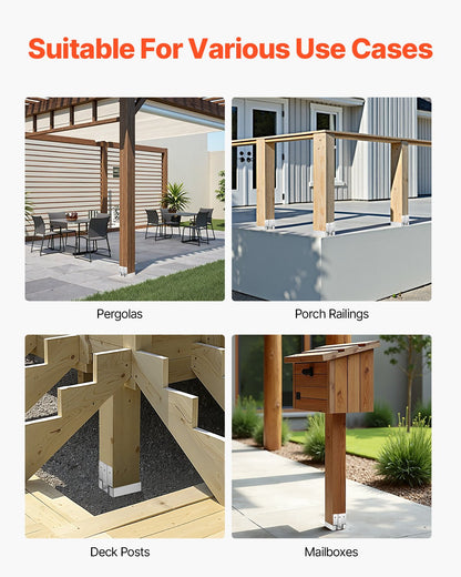 4x4 Post Base 10 Pcs, Inner Size 3.53x3.56inch/89.6x90.5mm Concrete Post Anchor, Heavy-Duty Zinc-Plated Carbon Steel Posts Brackets with 1 Inch Standoff Elevation, for Concrete Pergolas Patios