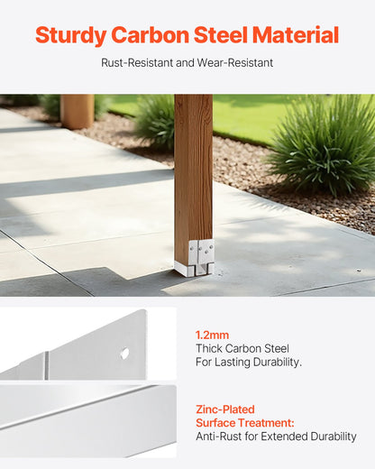 6x6 Post Base 10 Pcs, Inner Size 5.49x5.57inch/139.5x141.5mm Concrete Post Anchor, Heavy-Duty Zinc-Plated Carbon Steel Posts Brackets with 1 Inch Standoff Elevation, for Concrete Pergolas Patio