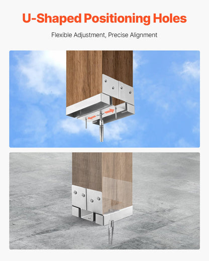 6x6 Post Base 10 Pcs, Inner Size 5.49x5.57inch/139.5x141.5mm Concrete Post Anchor, Heavy-Duty Zinc-Plated Carbon Steel Posts Brackets with 1 Inch Standoff Elevation, for Concrete Pergolas Patio