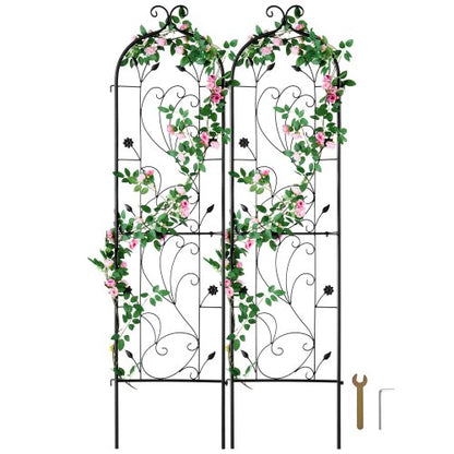 Garden Trellis for Climbing Plants, 60 x 15 in, 2 Packs Rustproof Metal Garden Flower Trellis, Outdoor Climbing Rose Trellis Cucumbers Support, Decorative Clematis Trellis for Courtyards Lawns