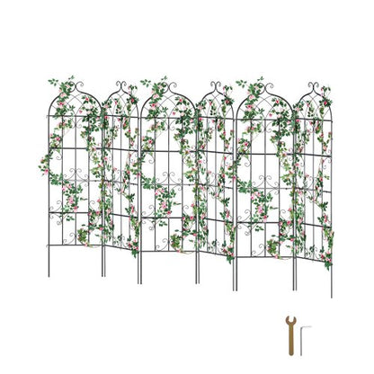 Garden Trellis for Climbing Plants, 71 x 20 in, 6 Packs Rustproof Metal Garden Flower Trellis, Outdoor Climbing Rose Trellis Cucumbers Support, Decorative Clematis Trellis for Courtyards Lawns