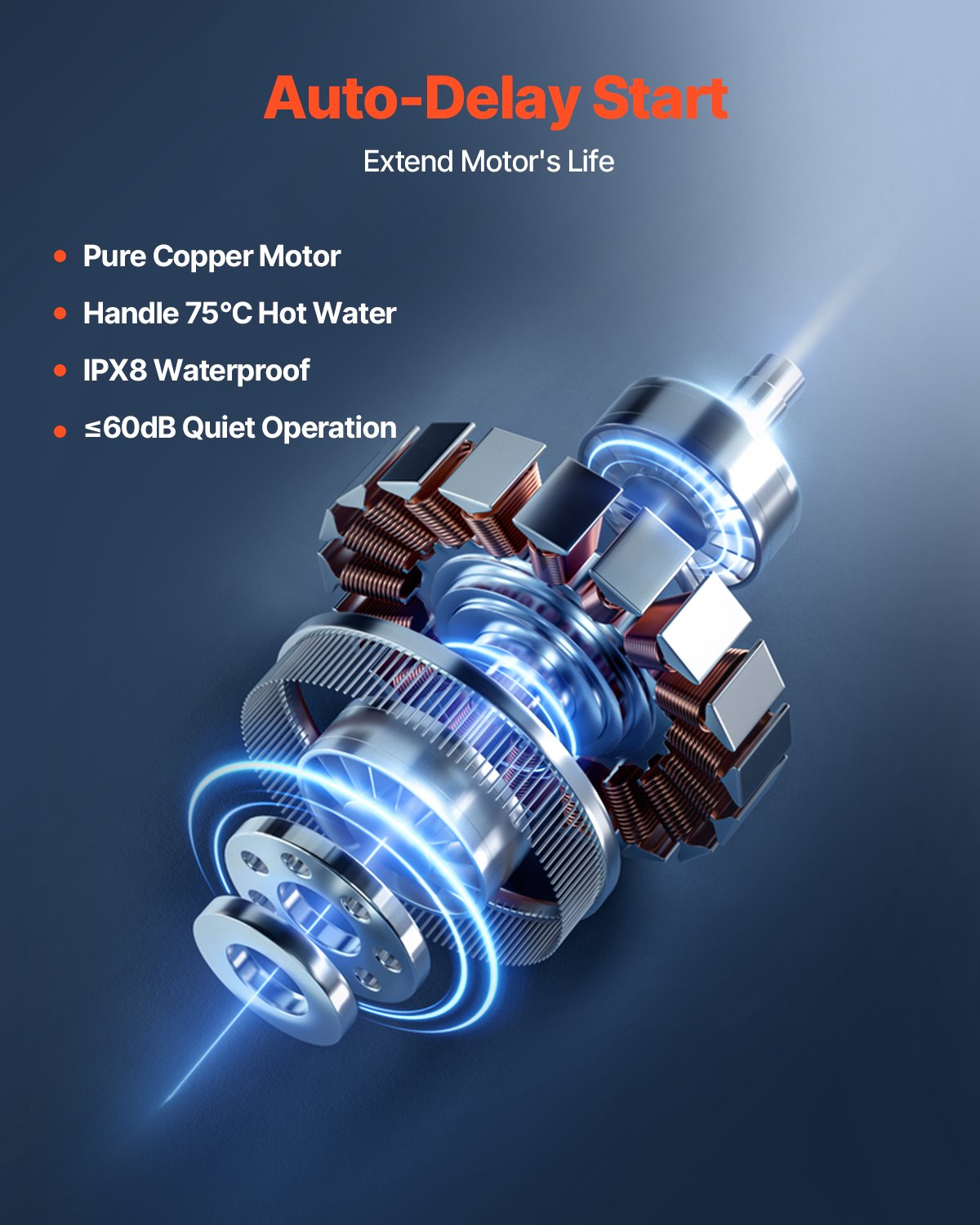 Macerator Pump, 500W, 110 L/min(29 GPM) Flow, 26 ft/8 m Head, Macerator Sewerage Toilet Pump with 4 Water Inlets, Waste Water Disposal Upflush Machine for Kitchen, Basement, Shower, Sink, Laundry, Bathtub