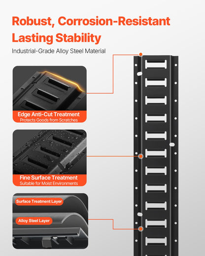 E Track Tie Down Rail Kit, 2' Steel Rails, 4 Pack, Secure Cargo & Heavy Loads Up to 2000 lbs, Heavy Duty Etrack Rails with Screws for Garages, Vans, Trailers, Motorcycle Tie Downs, ATV Mountings
