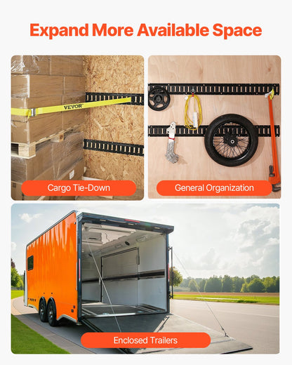 E Track Tie Down Rail Kit, 2' Steel Rails, 4 Pack, Secure Cargo & Heavy Loads Up to 2000 lbs, Heavy Duty Etrack Rails with Screws for Garages, Vans, Trailers, Motorcycle Tie Downs, ATV Mountings