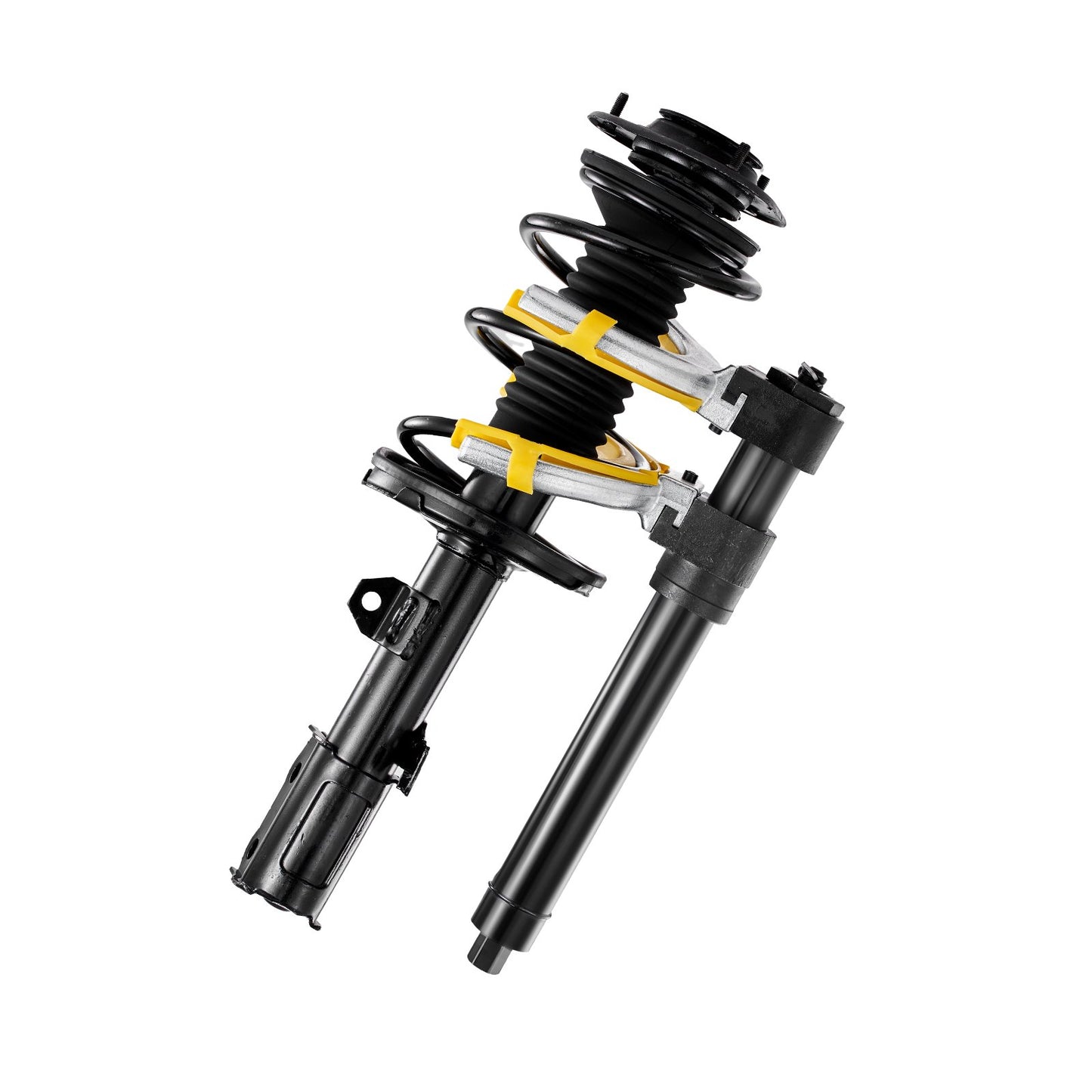 Strut Spring Compressor Set, Macpherson Strut Spring Compressor Kit, Interchangeable Fork Strut Coil Extractor Remover Tool, with Yellow Protective Sleeve and Carrying Case