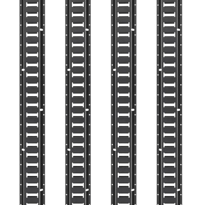 E Track Tie-Down Rail Kit, 18PCS 152.4 cm E-Tracks Set Includes 4 Steel Rails & 2 Single Slot & 6 O Rings & 4 Tie-Offs w/ D-Ring & 2 Ratchet Straps, Securing Accessories for Cargo Motorcycles Bikes