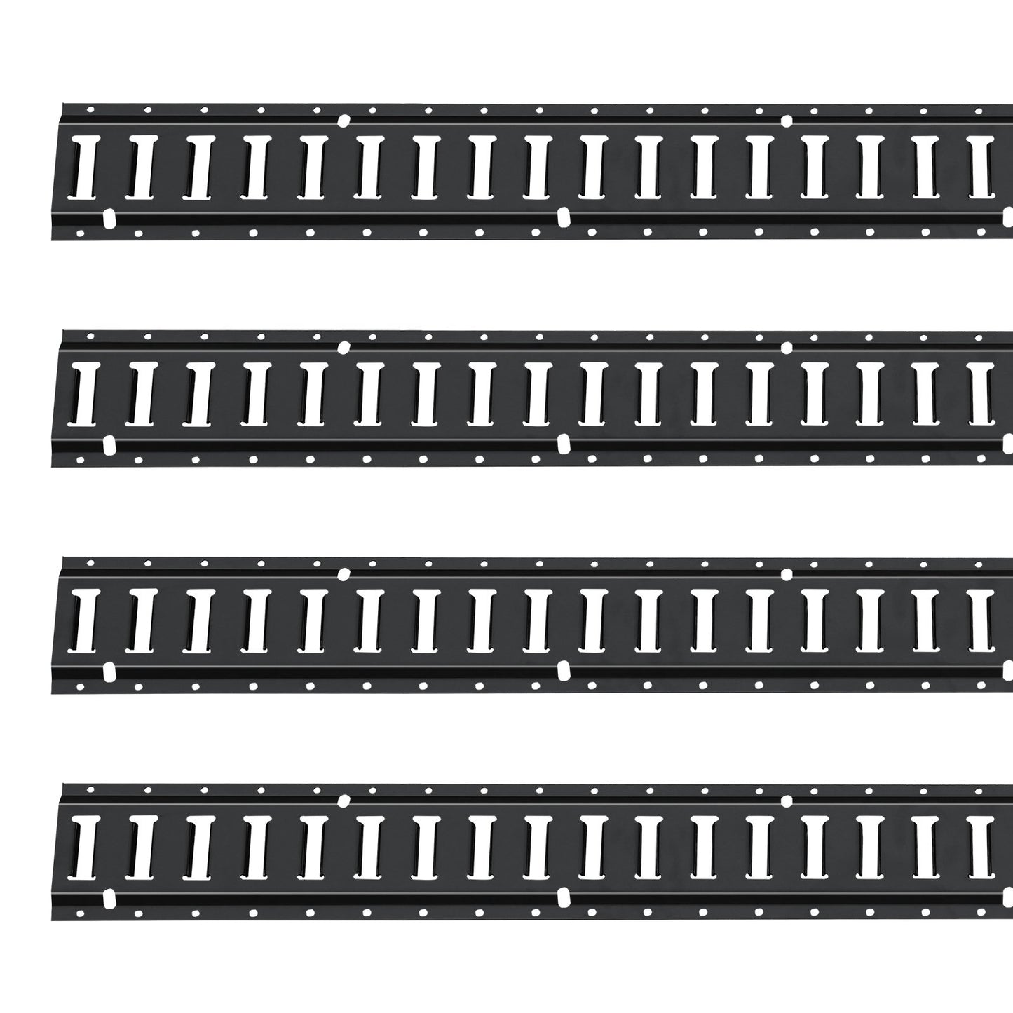 E Track Tie-Down Rail Kit, 18PCS 152.4 cm E-Tracks Set Includes 4 Steel Rails & 2 Single Slot & 6 O Rings & 4 Tie-Offs w/ D-Ring & 2 Ratchet Straps, Securing Accessories for Cargo Motorcycles Bikes