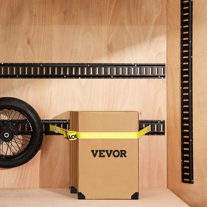 E Track Tie-Down Rail Kit, 30PCS 152.4 cm E-Tracks Set Includes 4 Steel Rails & 2 Single Slot & 8 O Rings & 8 Tie-Offs w/ D-Ring & 8 End Caps, Securing Accessories for Cargo, Motorcycles, and Bikes