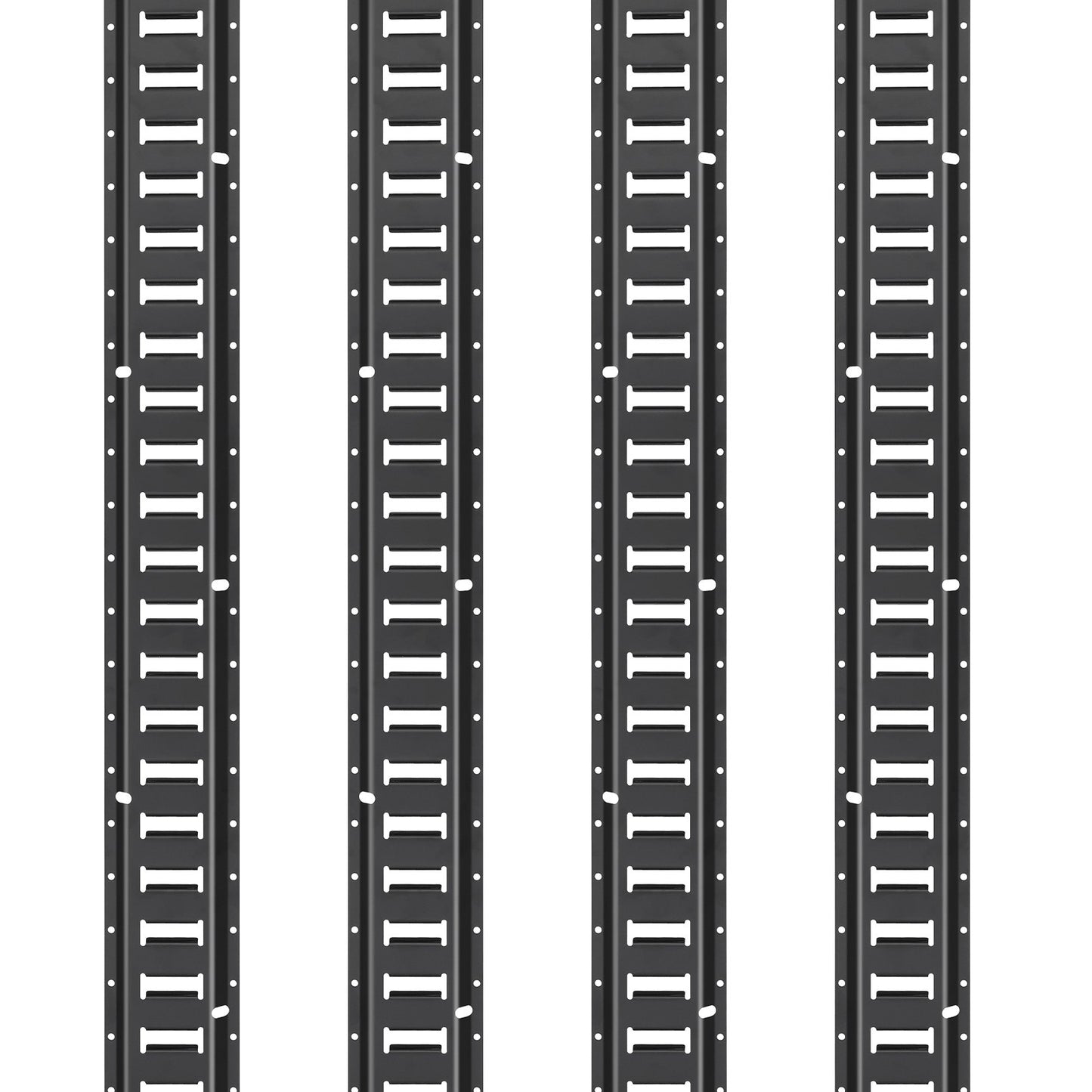 E Track Tie-Down Rail Kit, 30PCS 152.4 cm E-Tracks Set Includes 4 Steel Rails & 2 Single Slot & 8 O Rings & 8 Tie-Offs w/ D-Ring & 8 End Caps, Securing Accessories for Cargo, Motorcycles, and Bikes